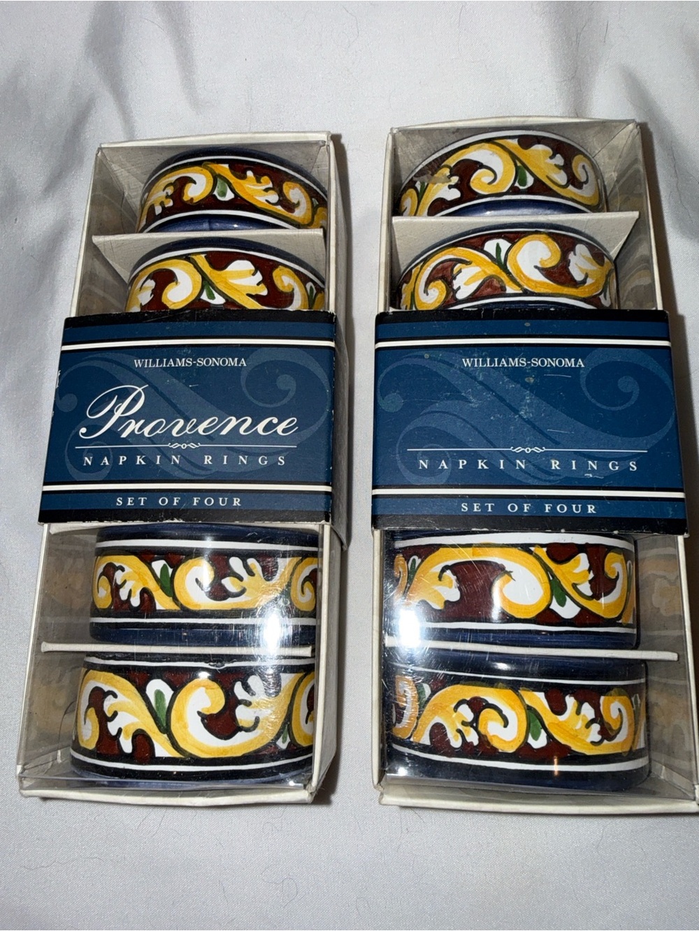 Williams Sonoma Yellow, Blue & Brown Provence Napkin Rings - Set of 8